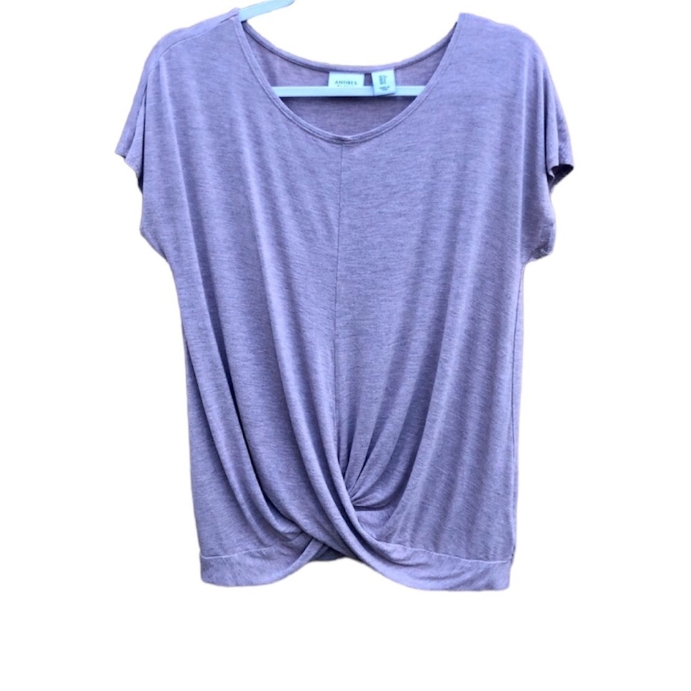 Antibes Blanc Shirt Front Twist Sz. S Plum Beige Athlesuire